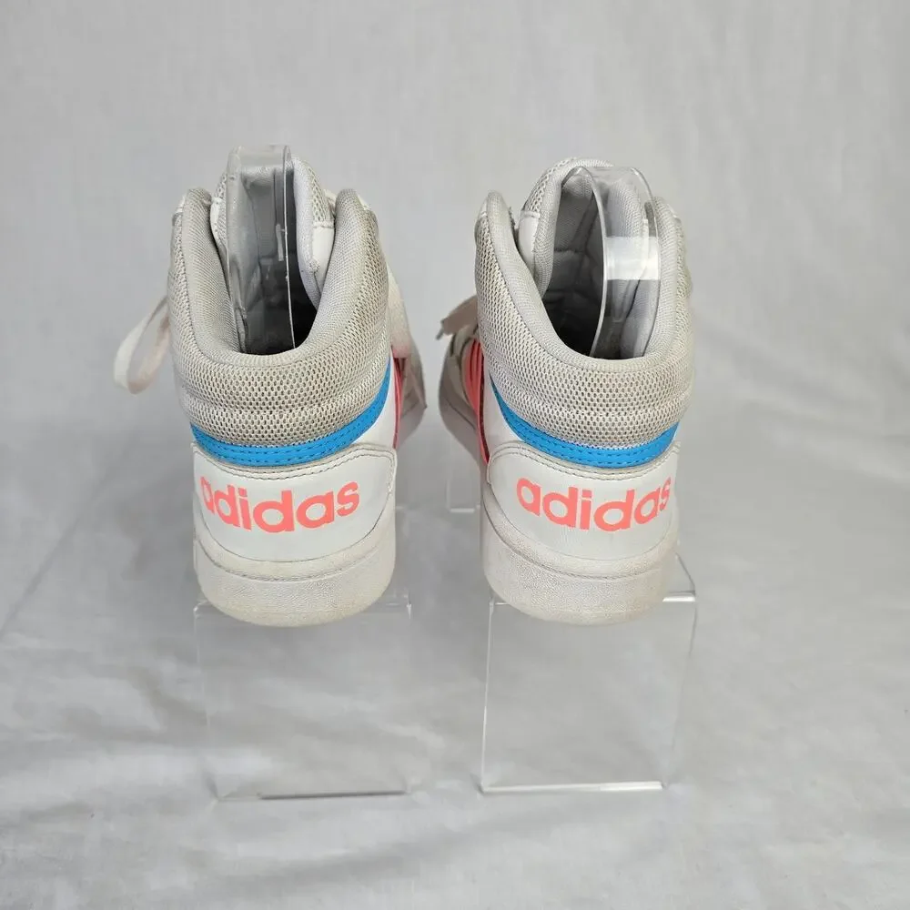 Adidas Hoops 3.0 Mid Top Sneakers Youth Size 3 White Peach SHW 675001
